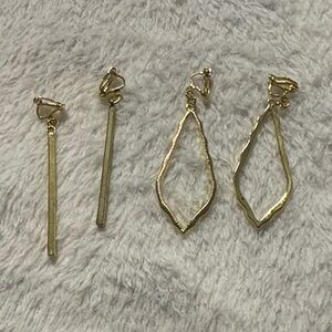Chic Gold-Tone Geometric Earrings- clip